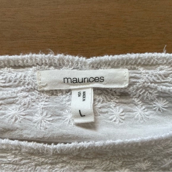 Maurices White Embroidered Mesh Top - Picture 4 of 9